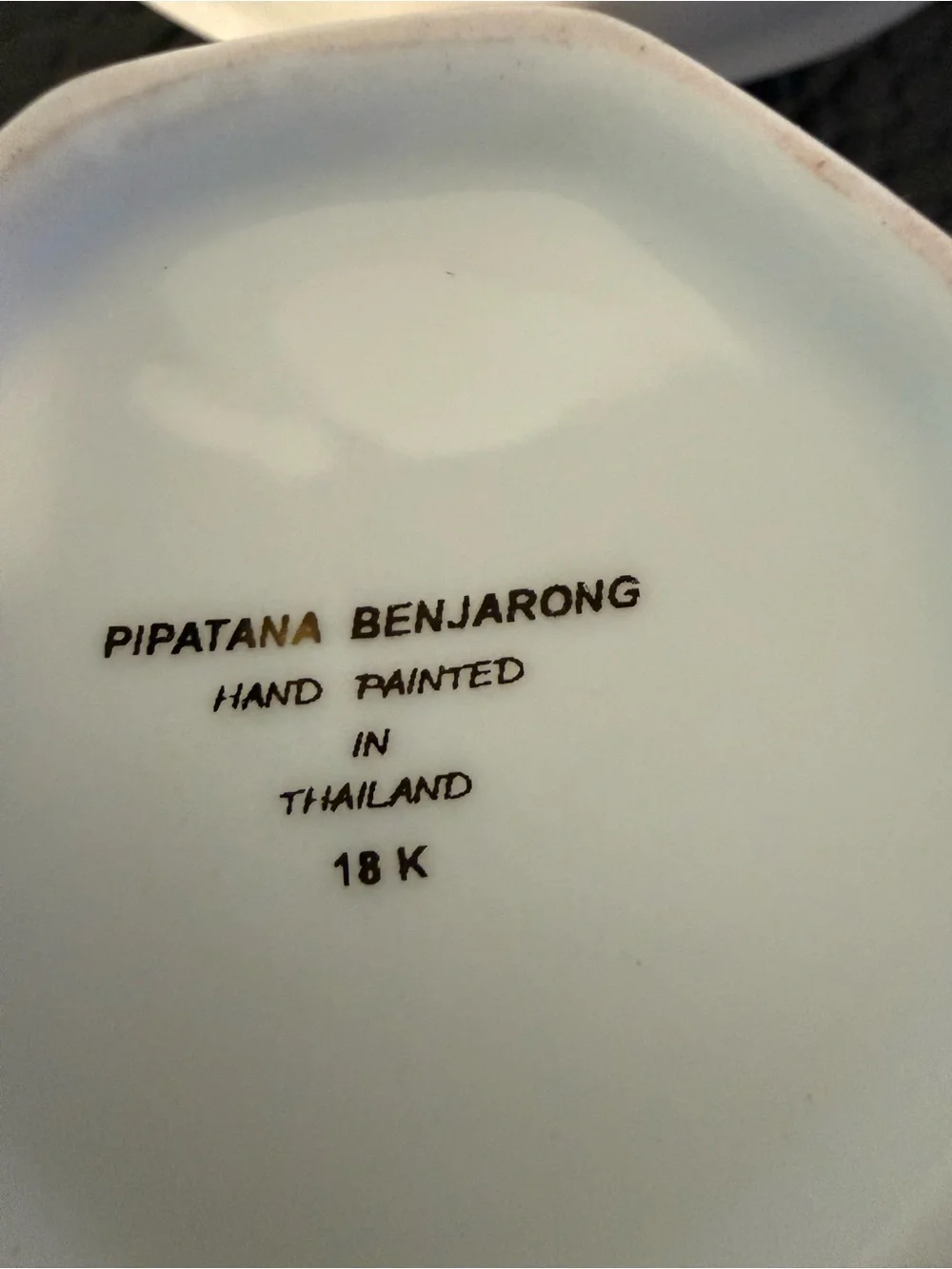 PIPATANA BENJARONG Green red and Gold Porcelain Teacup with Saucer.